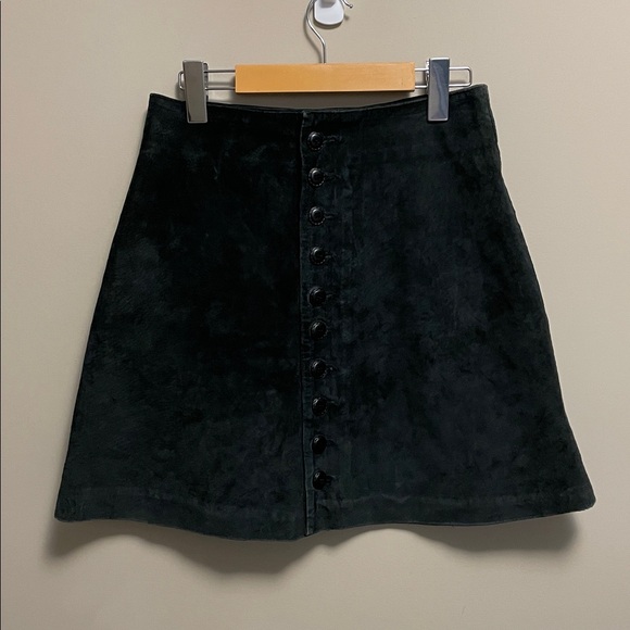 Vintage Black Leather Button Front Mini Skirt Women's 7/8 - Picture 8 of 11